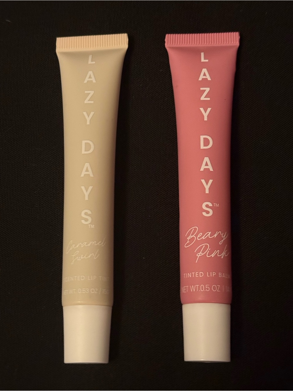 •TWO• Lazy Days Tinted Lip Balm - Beary Pink & Caramel Swirl